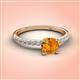 3 - Aurin 6.50 mm Round Citrine and Diamond Engagement Ring 