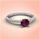 3 - Aurin 6.50 mm Round Rhodolite Garnet and Diamond Engagement Ring 