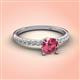 3 - Aurin 6.50 mm Round Pink Tourmaline and Diamond Engagement Ring 