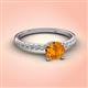 3 - Aurin 6.50 mm Round Citrine and Diamond Engagement Ring 