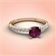 3 - Aurin 6.50 mm Round Rhodolite Garnet and Diamond Engagement Ring 