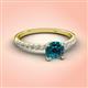 3 - Aurin 6.50 mm Round Blue Diamond and Diamond Engagement Ring 