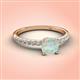 3 - Aurin 6.00 mm Round Opal and Diamond Engagement Ring 
