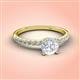 3 - Aurin 6.00 mm Round White Sapphire and Diamond Engagement Ring 