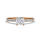 1 - Aurin 6.00 mm Round White Sapphire and Diamond Engagement Ring 