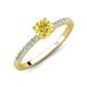 4 - Aurin 6.00 mm Round Lab Created Yellow Sapphire and Diamond Engagement Ring 