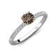 4 - Aurin 6.50 mm Round Smoky Quartz and Diamond Engagement Ring 