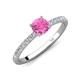 4 - Aurin 6.00 mm Round Lab Created Pink Sapphire and Diamond Engagement Ring 