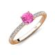 4 - Aurin 6.00 mm Round Lab Created Pink Sapphire and Diamond Engagement Ring 