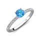 4 - Aurin 6.50 mm Round Blue Topaz and Diamond Engagement Ring 