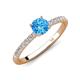 4 - Aurin 6.50 mm Round Blue Topaz and Diamond Engagement Ring 