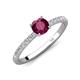 4 - Aurin 6.50 mm Round Rhodolite Garnet and Diamond Engagement Ring 