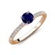 4 - Aurin 6.00 mm Round Blue Sapphire and Diamond Engagement Ring 
