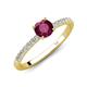 4 - Aurin 6.50 mm Round Rhodolite Garnet and Diamond Engagement Ring 