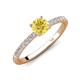 4 - Aurin 6.00 mm Round Lab Created Yellow Sapphire and Diamond Engagement Ring 