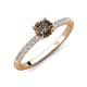 4 - Aurin 6.50 mm Round Smoky Quartz and Diamond Engagement Ring 