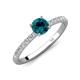 4 - Aurin 6.50 mm Round Blue Diamond and Diamond Engagement Ring 