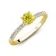 4 - Aurin 6.50 mm Round Yellow Diamond and Diamond Engagement Ring 
