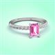 3 - Aurin 7x5 mm Emerald Cut Pink Sapphire and Round Diamond Engagement Ring 