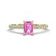 1 - Aurin 7x5 mm Emerald Cut Pink Sapphire and Round Diamond Engagement Ring 