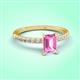 3 - Aurin 7x5 mm Emerald Cut Pink Sapphire and Round Diamond Engagement Ring 
