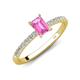 4 - Aurin 7x5 mm Emerald Cut Pink Sapphire and Round Diamond Engagement Ring 