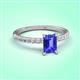 3 - Aurin 7x5 mm Emerald Cut Tanzanite and Round Diamond Engagement Ring 