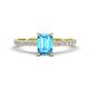 1 - Aurin 7x5 mm Emerald Cut Blue Topaz and Round Diamond Engagement Ring 