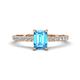 1 - Aurin 7x5 mm Emerald Cut Blue Topaz and Round Diamond Engagement Ring 