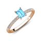 4 - Aurin 7x5 mm Emerald Cut Blue Topaz and Round Diamond Engagement Ring 