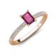 4 - Aurin 7x5 mm Emerald Cut Rhodolite Garnet and Round Diamond Engagement Ring 