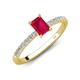 4 - Aurin 7x5 mm Emerald Cut Ruby and Round Diamond Engagement Ring 