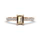 1 - Aurin 7x5 mm Emerald Cut Smoky Quartz and Round Diamond Engagement Ring 