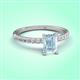 3 - Aurin 7x5 mm Emerald Cut Aquamarine and Round Diamond Engagement Ring 