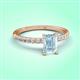 3 - Aurin 7x5 mm Emerald Cut Aquamarine and Round Diamond Engagement Ring 