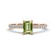 1 - Aurin 7x5 mm Emerald Cut Peridot and Round Diamond Engagement Ring 