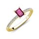 4 - Aurin 7x5 mm Emerald Cut Rhodolite Garnet and Round Diamond Engagement Ring 