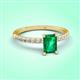3 - Aurin 7x5 mm Emerald Cut Emerald and Round Diamond Engagement Ring 