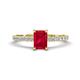 1 - Aurin 7x5 mm Emerald Cut Ruby and Round Diamond Engagement Ring 