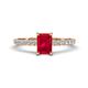 1 - Aurin 7x5 mm Emerald Cut Ruby and Round Diamond Engagement Ring 