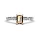 1 - Aurin 7x5 mm Emerald Cut Smoky Quartz and Round Diamond Engagement Ring 