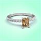 3 - Aurin 7x5 mm Emerald Cut Smoky Quartz and Round Diamond Engagement Ring 