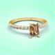3 - Aurin 7x5 mm Emerald Cut Smoky Quartz and Round Diamond Engagement Ring 