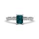 1 - Aurin 7x5 mm Emerald Cut London Blue Topaz and Round Diamond Engagement Ring 
