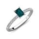4 - Aurin 7x5 mm Emerald Cut London Blue Topaz and Round Diamond Engagement Ring 