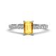 1 - Aurin 7x5 mm Emerald Cut Citrine and Round Diamond Engagement Ring 