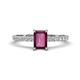 1 - Aurin 7x5 mm Emerald Cut Rhodolite Garnet and Round Diamond Engagement Ring 