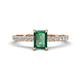 1 - Aurin 7x5 mm Emerald Cut Lab Created Alexandrite and Round Diamond Engagement Ring 