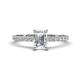 1 - Aurin IGI Certified 7x5 mm Emerald Cut Lab Grown Diamond and Round Diamond Engagement Ring 