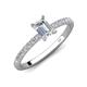 4 - Aurin IGI Certified 7x5 mm Emerald Cut Lab Grown Diamond and Round Diamond Engagement Ring 